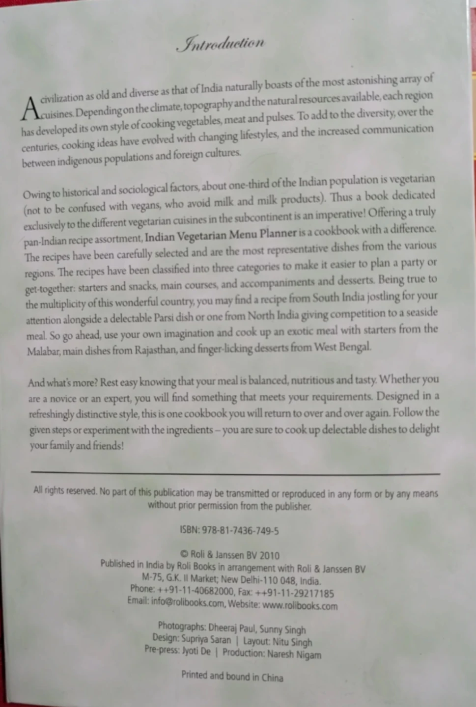 Indian Vegetarian Menu Planner Cookbook - photo 2