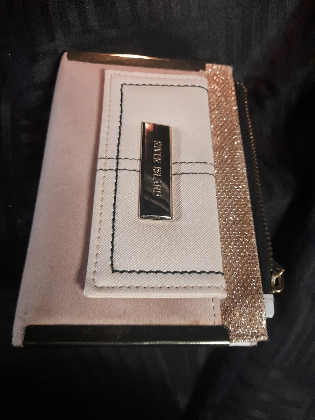 River Island Pink & Gold Glitter Clutch Wallet - photo 4