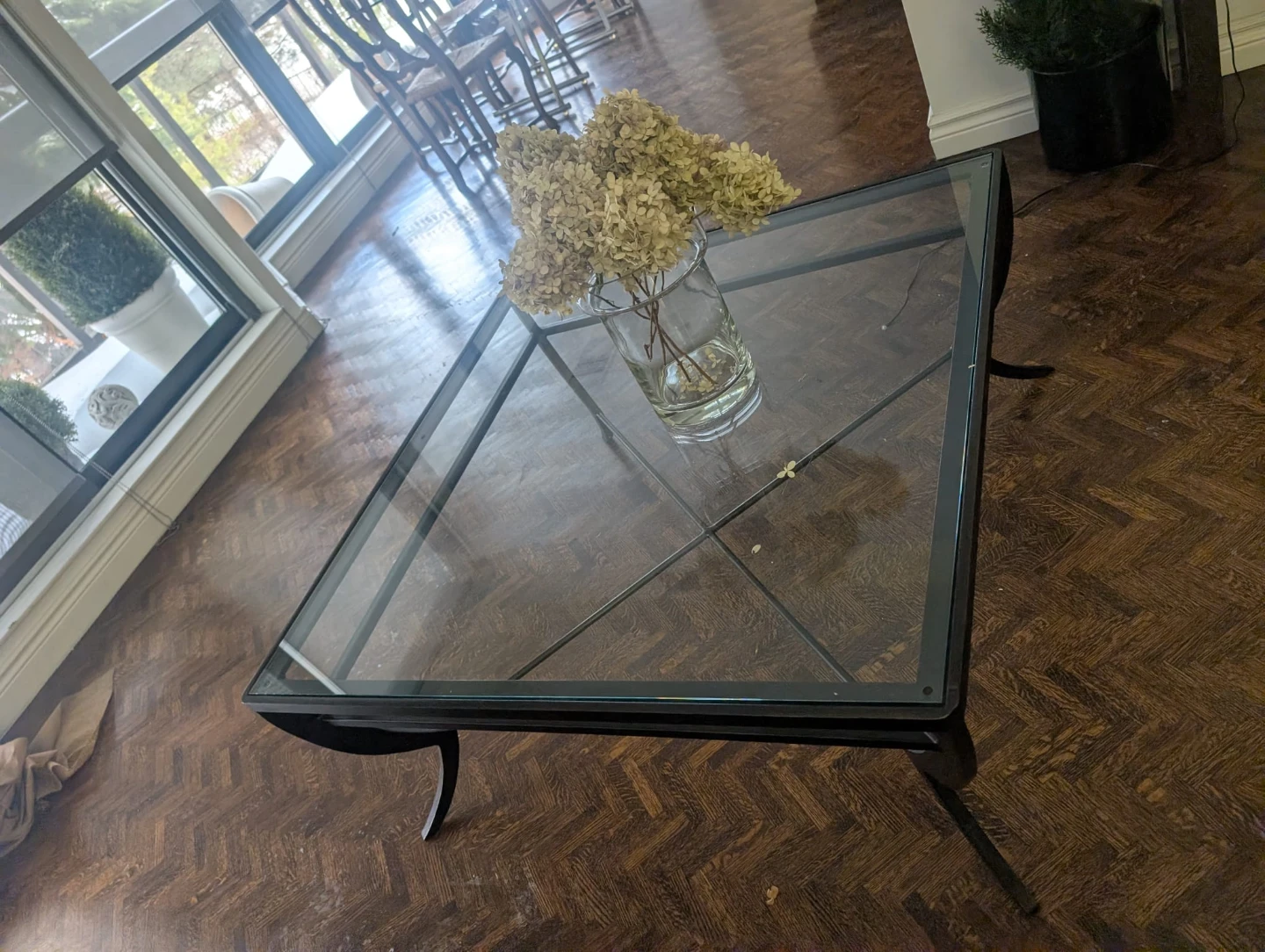 Glass Top Coffee Table with heavy Black Metal Frame - photo 3