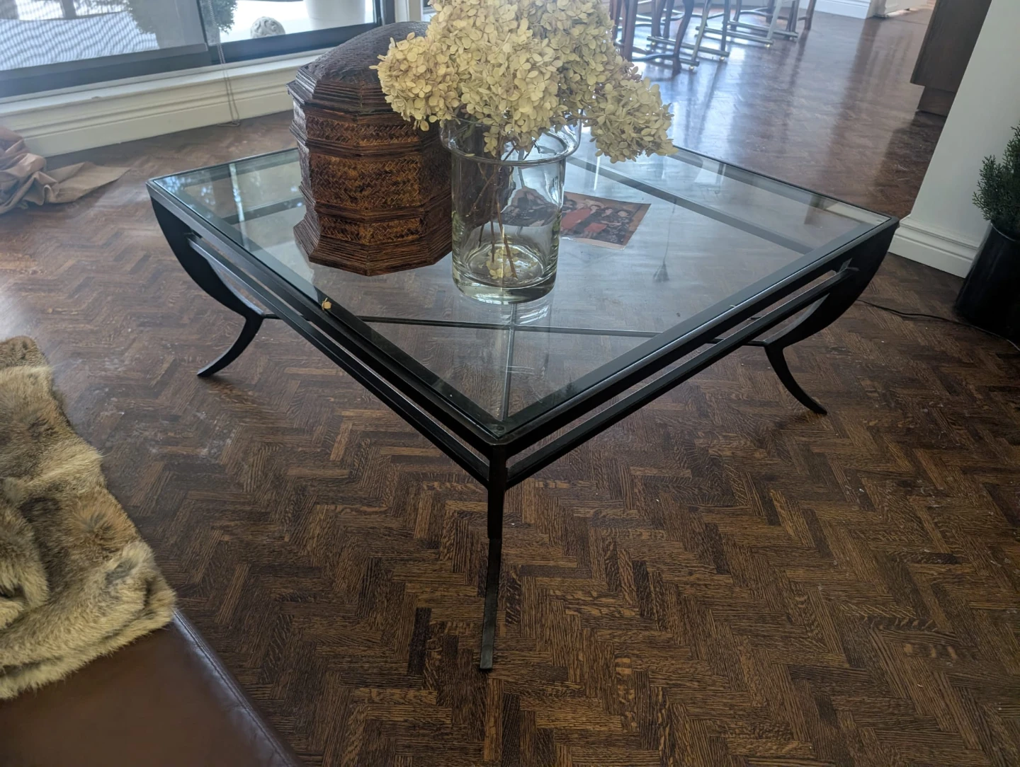 Glass Top Coffee Table with heavy Black Metal Frame - photo 4