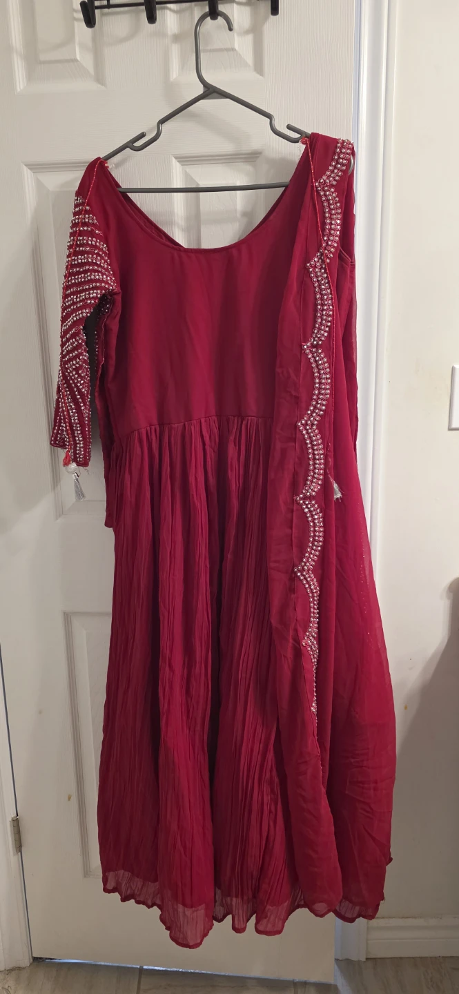 Elegant Red Party & Wedding Wear Indo-Western Red Lehenga Gown - photo 4