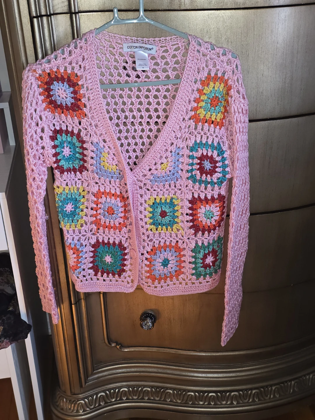 Cotton Emporium Pink Crochet Granny Square Cardigan - photo 2