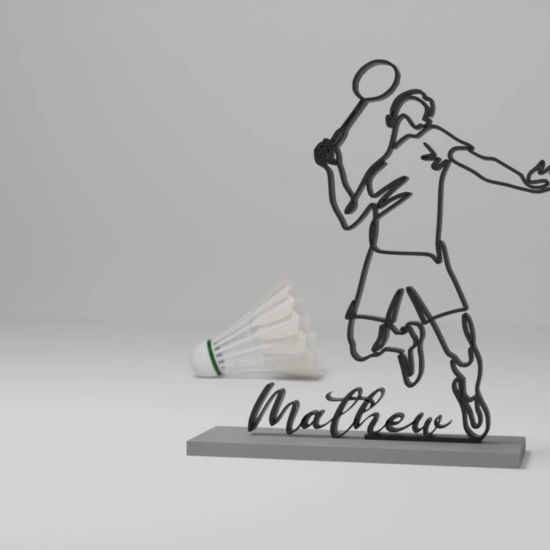 Custom Badminton figurine- customised with your name.
