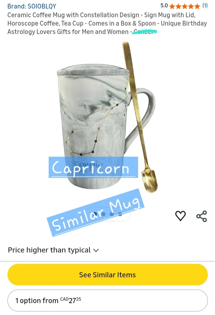 🥕  NEW!    Ceramic Constellation Coffee Mug with Lid and Spoon