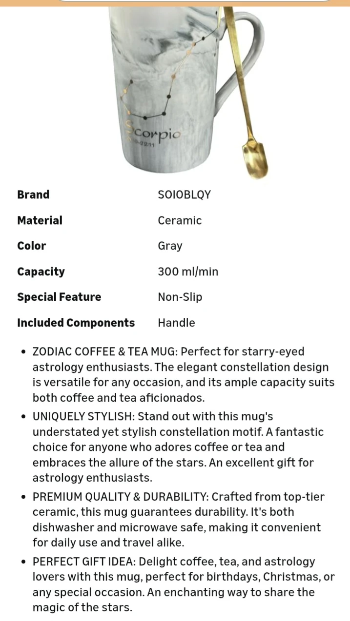 🥕  NEW!    Ceramic Constellation Coffee Mug with Lid and Spoon - photo 4