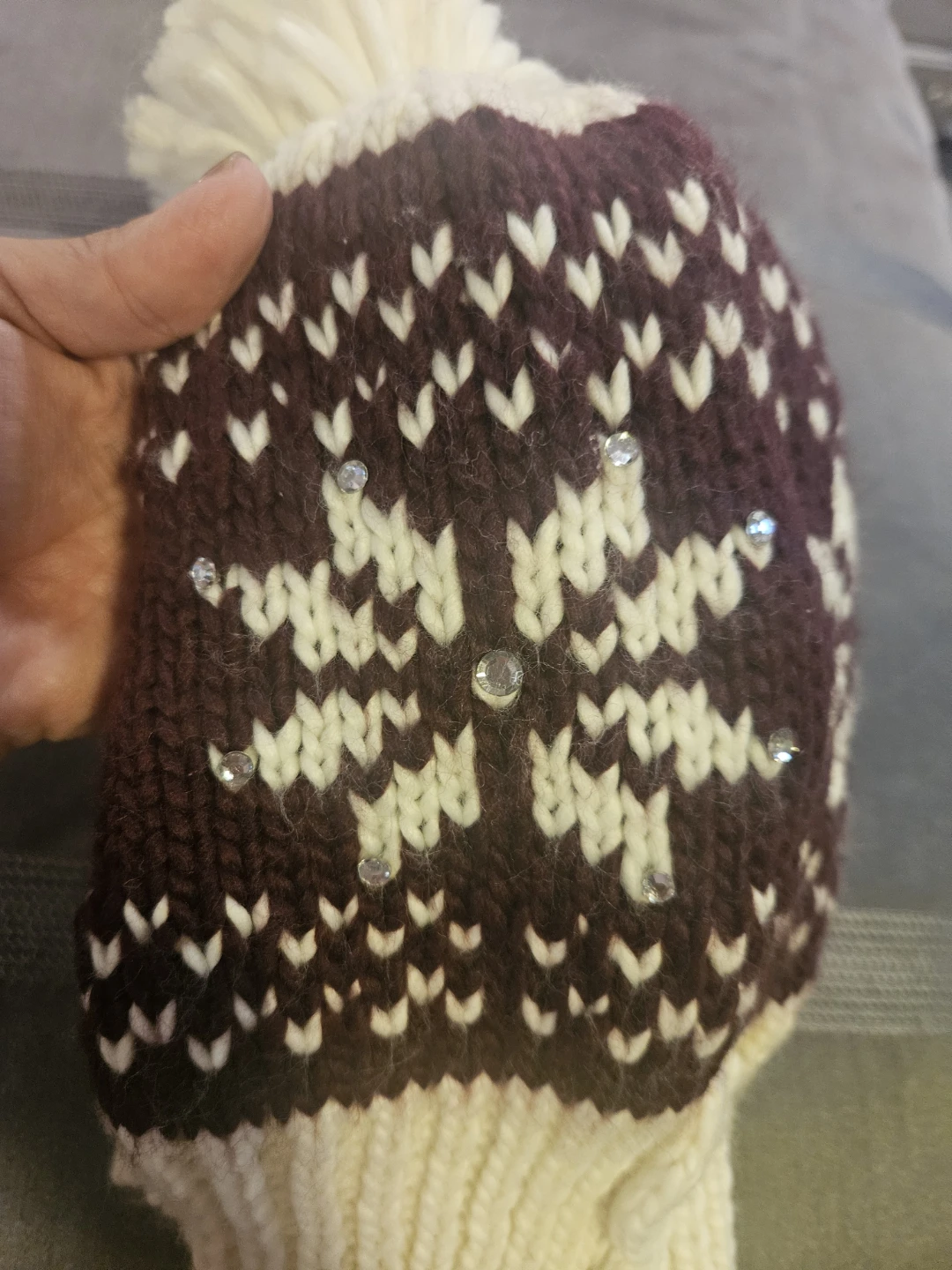 🥕Knit Beanie with Snowflake Design - photo 2