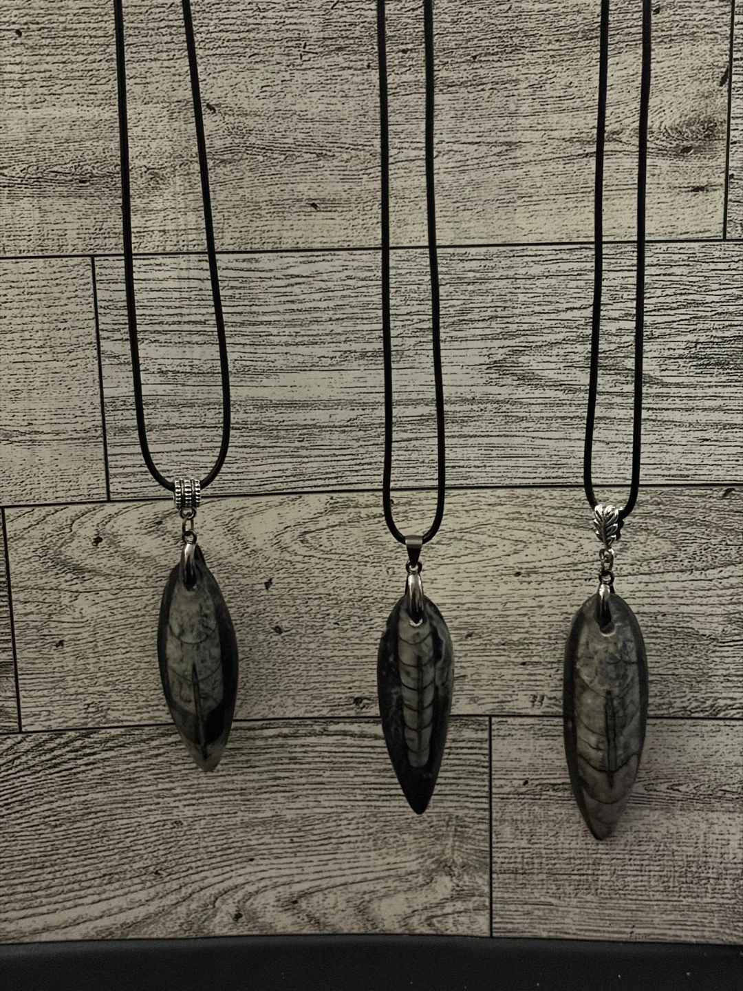 Set of 3 Fossil  orthoceras Necklaces