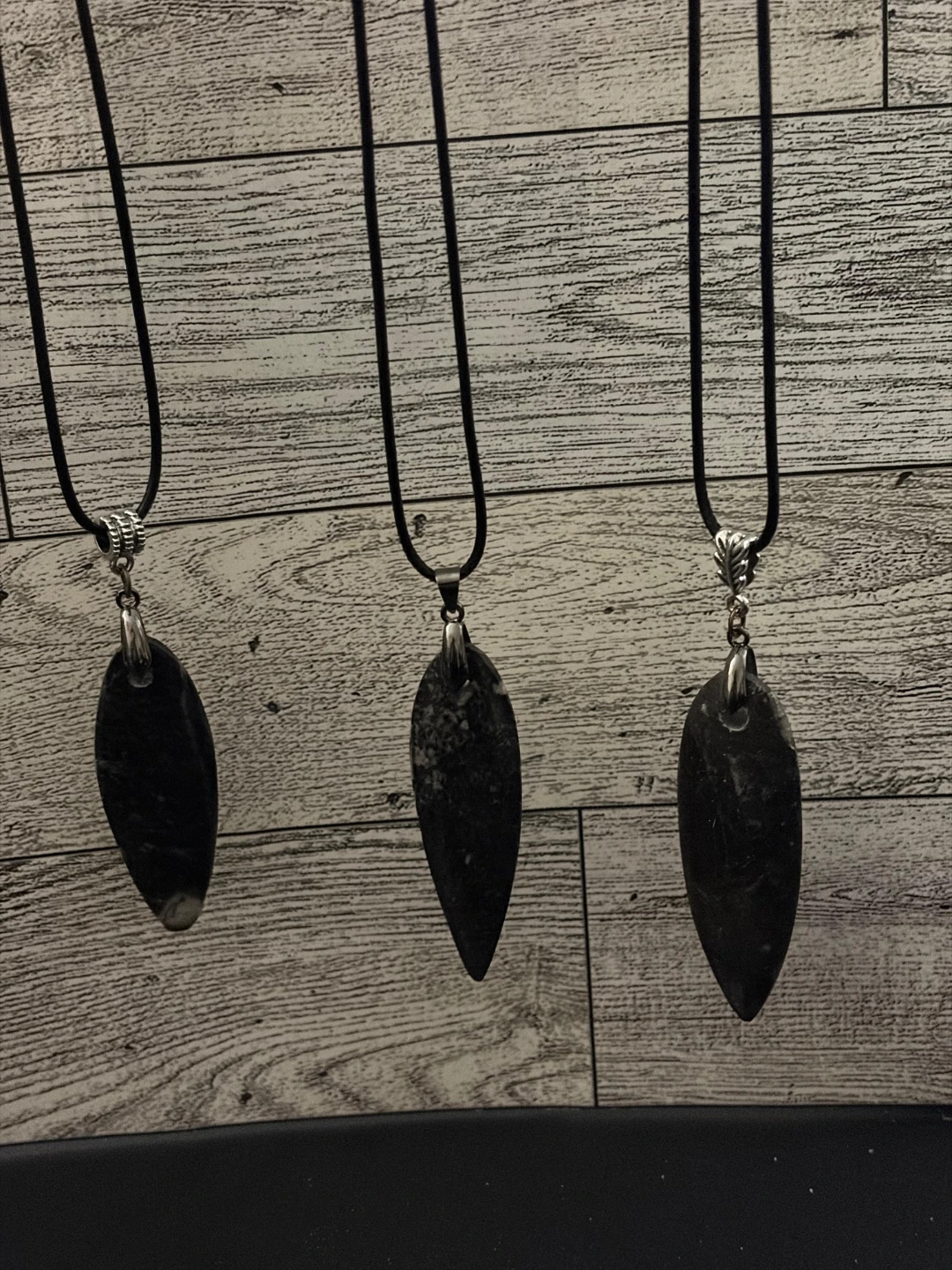 Set of 3 Fossil  orthoceras Necklaces - photo 2