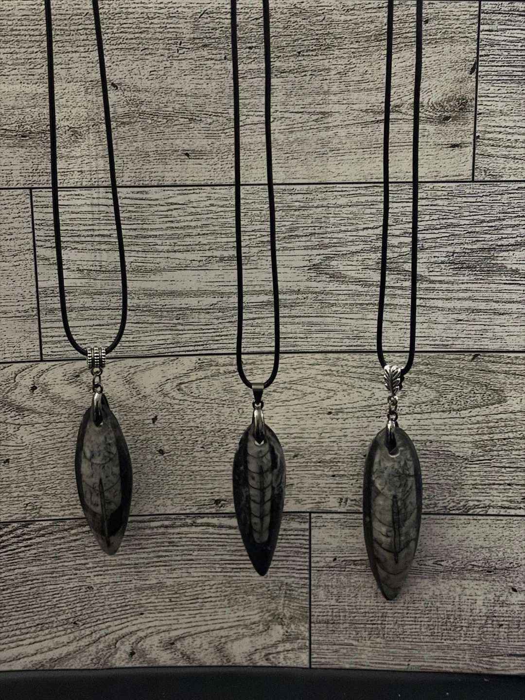 Set of 3 Fossil  orthoceras Necklaces - photo 3