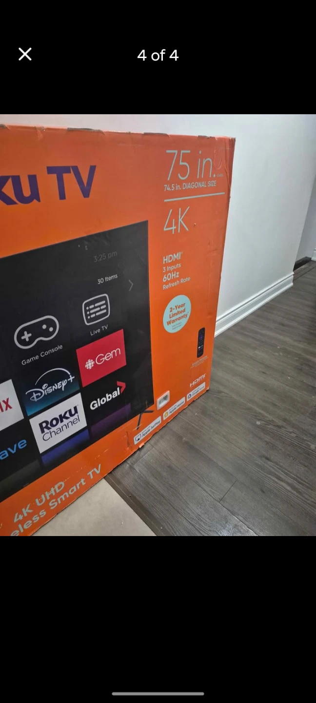 Onn. Roku TV 75 Inch 4K UHD Smart TV - photo 2