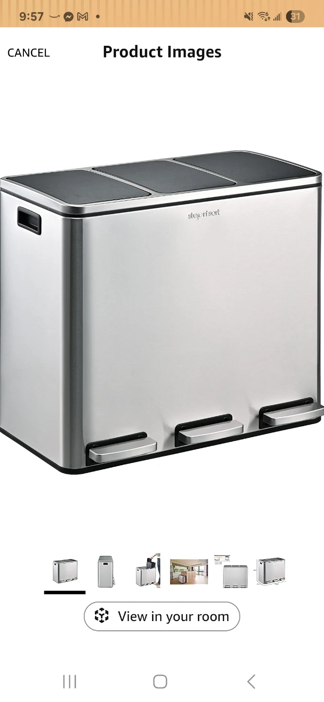 Step N' Sort 3-Compartment Trash and Recycling Bin - photo 3