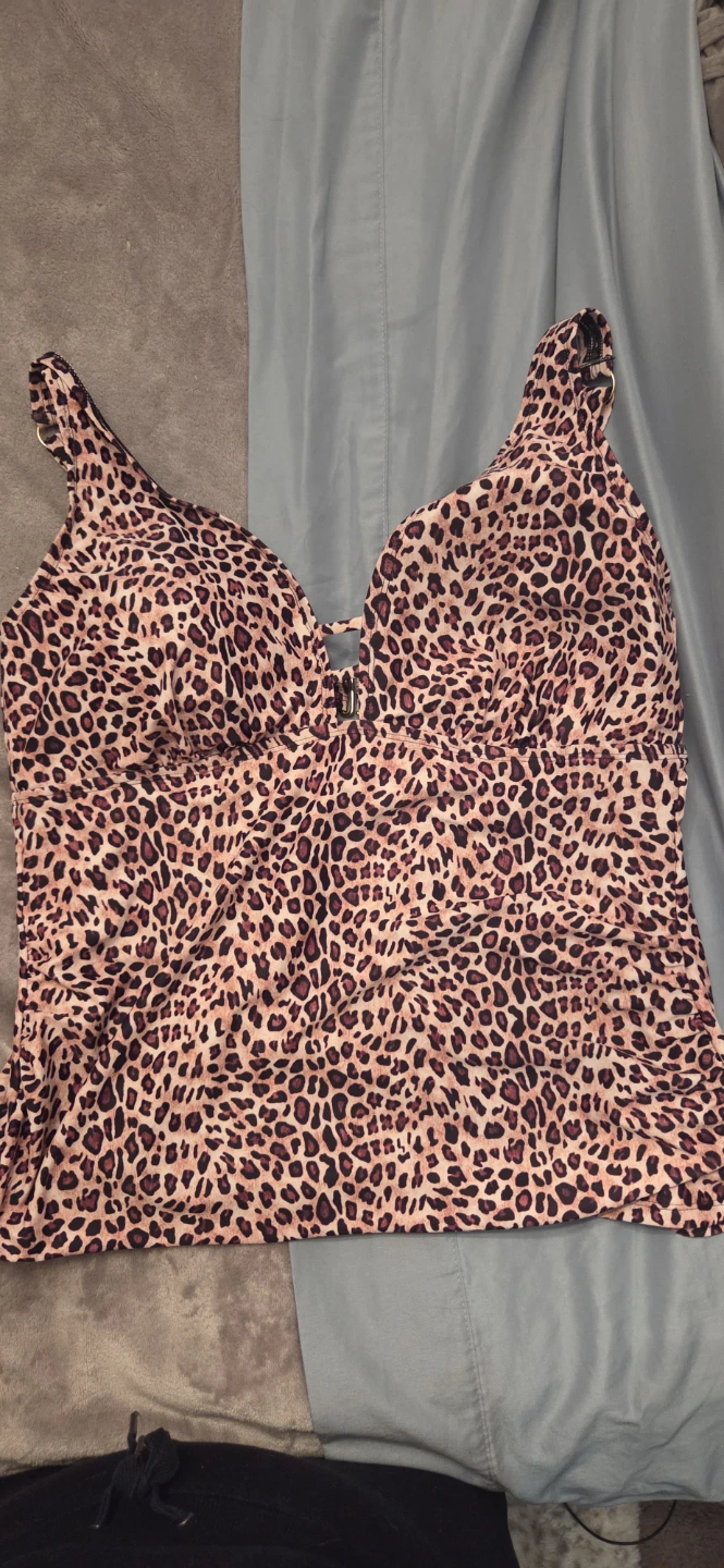 KRISTA Women's Leopard Print Tankini Top Size 1TD