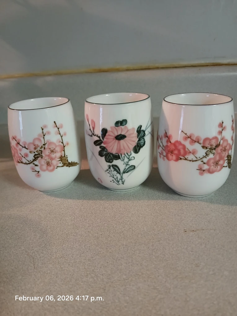 Set of 3 Mandarin Ceramic Tea Cups - photo 2