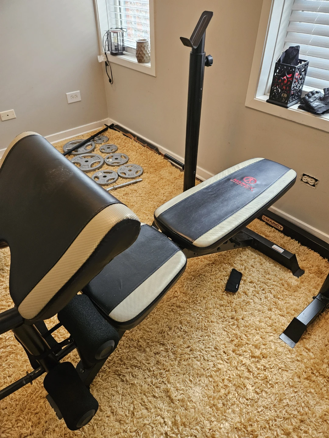 Marcy Weight Bench with Weight Plates and Bars - photo 3