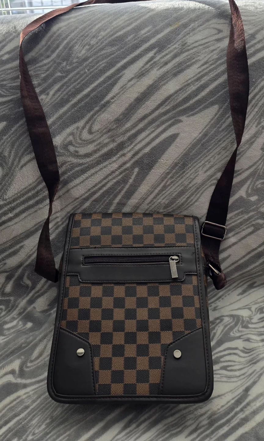 Brown Checkerboard Messenger Bag