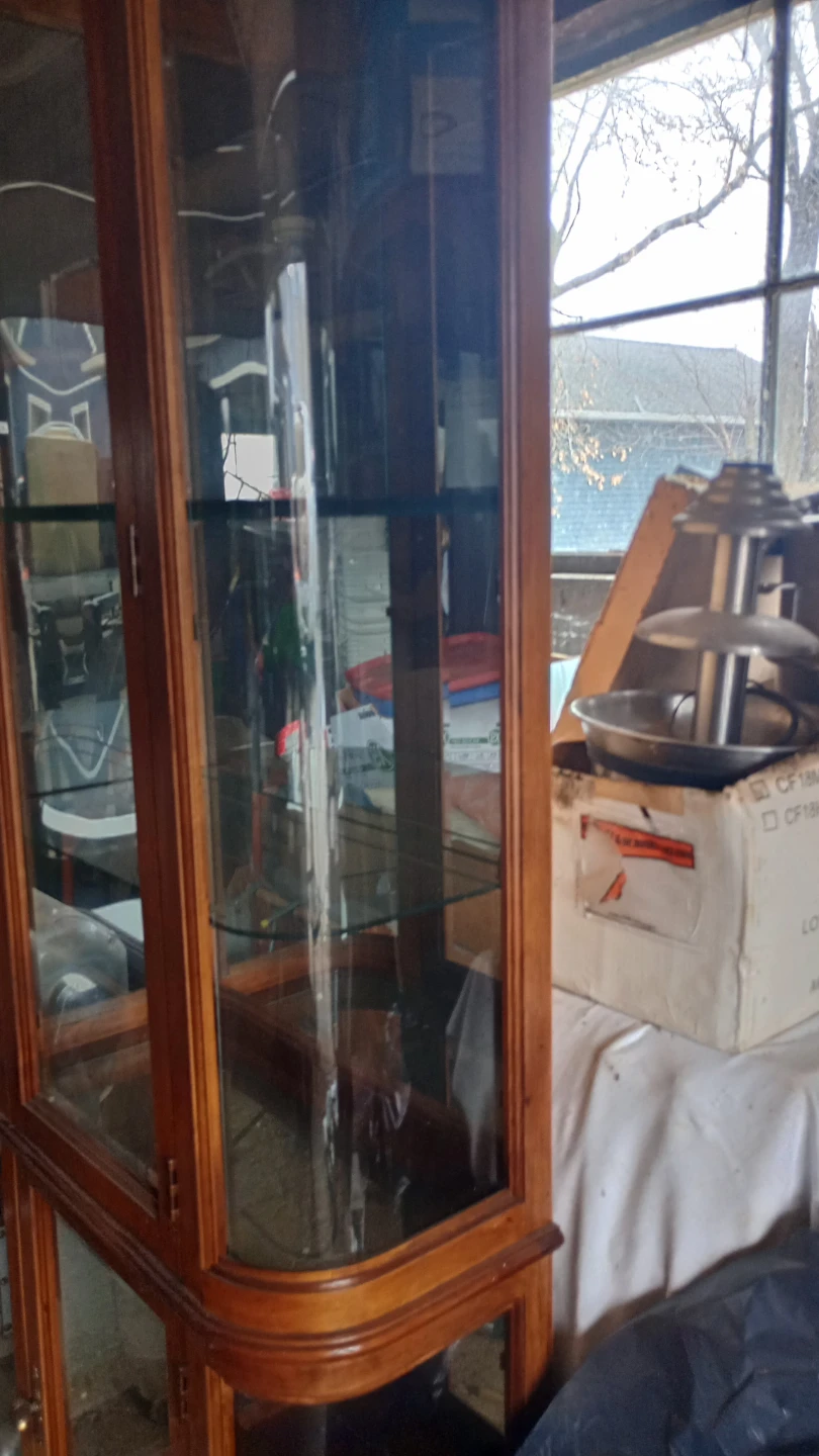 Wooden Curio Cabinet with Glass Doors - photo 2