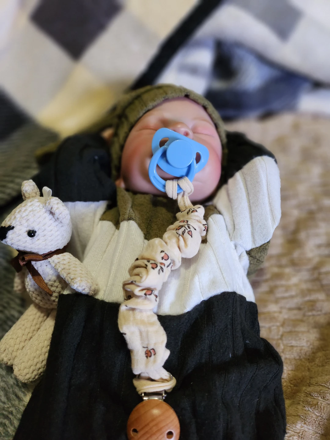 Reborn Baby Doll with Pacifier and Teddy Bear - photo 2