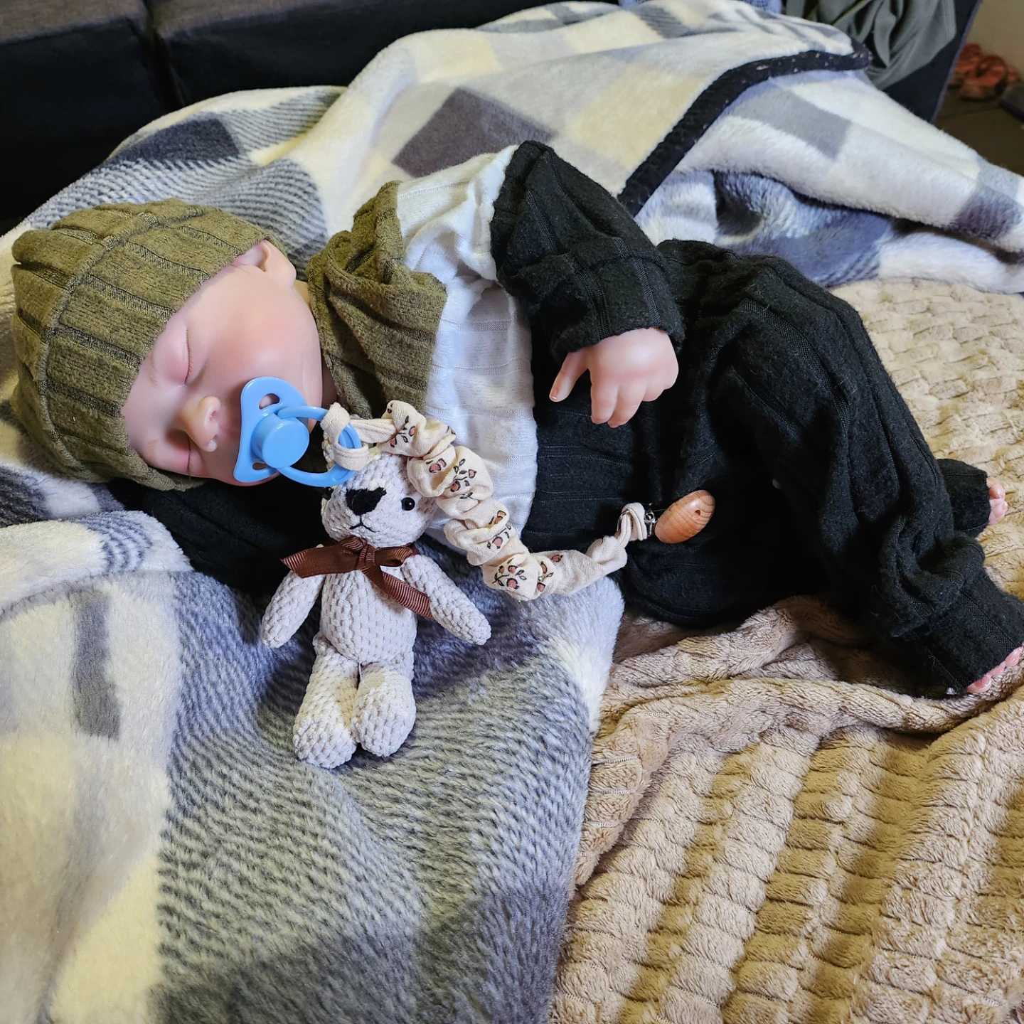 Reborn Baby Doll with Pacifier and Teddy Bear - photo 4