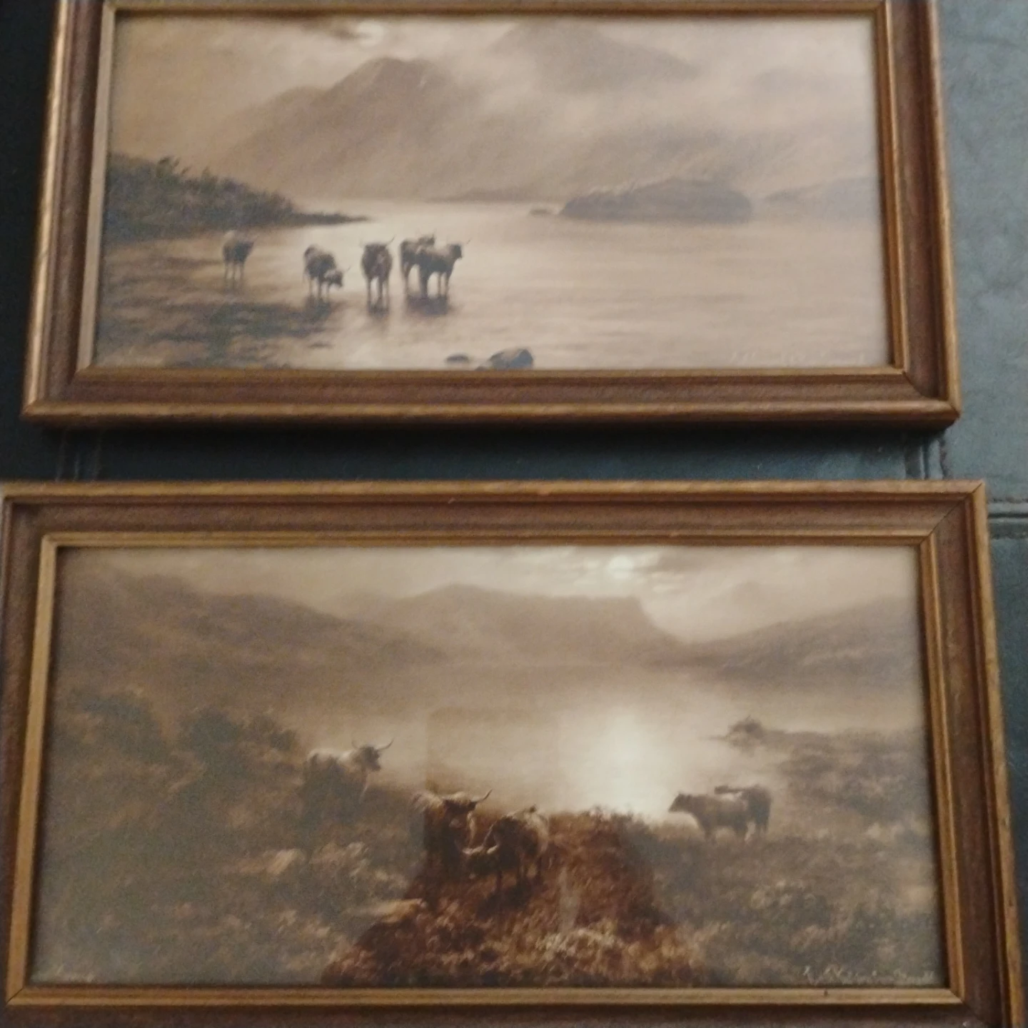 Framed Landscape Painting with Cattle - photo 3