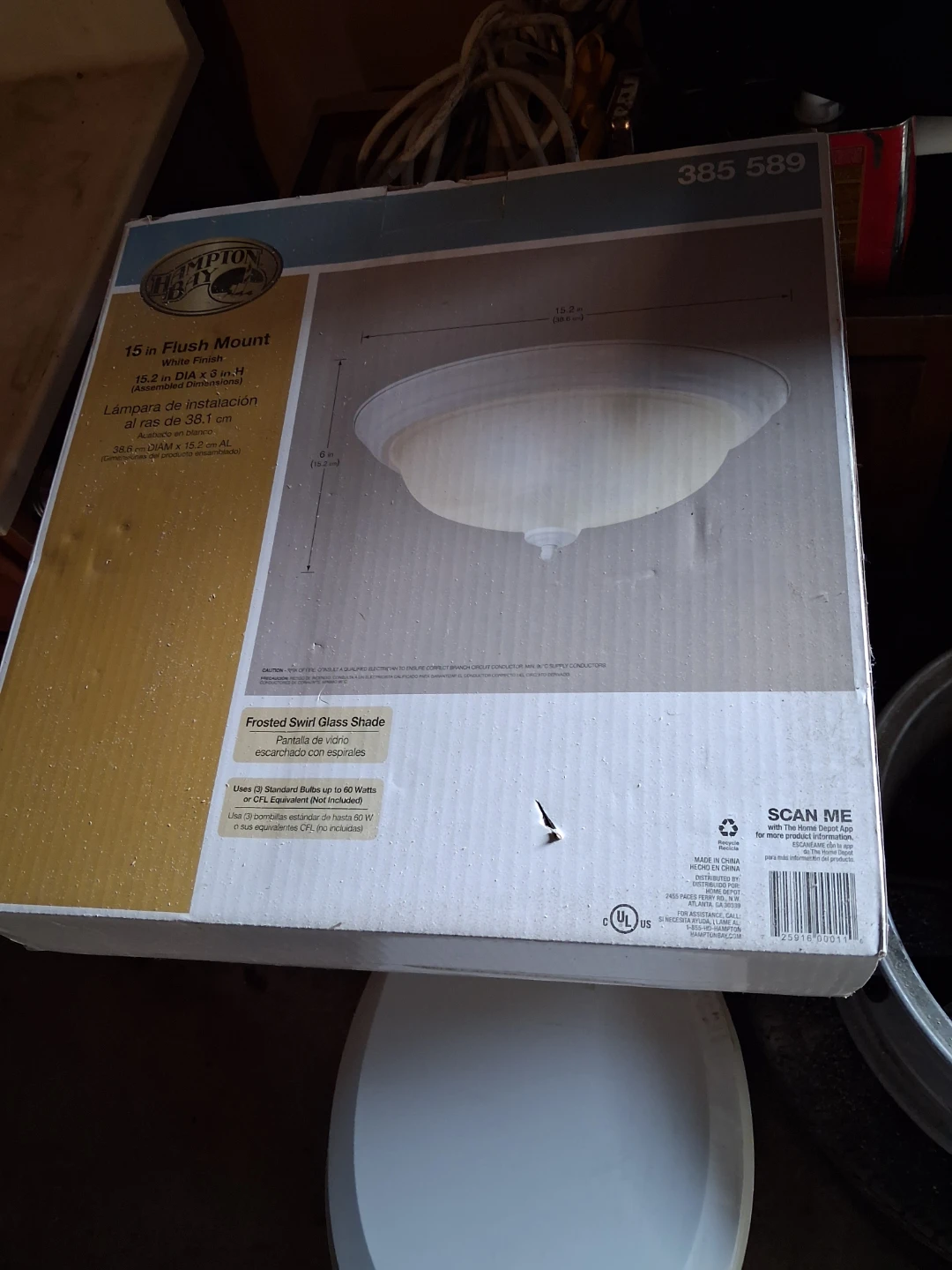 Hampton Bay 15 in Flush Mount Light Fixture