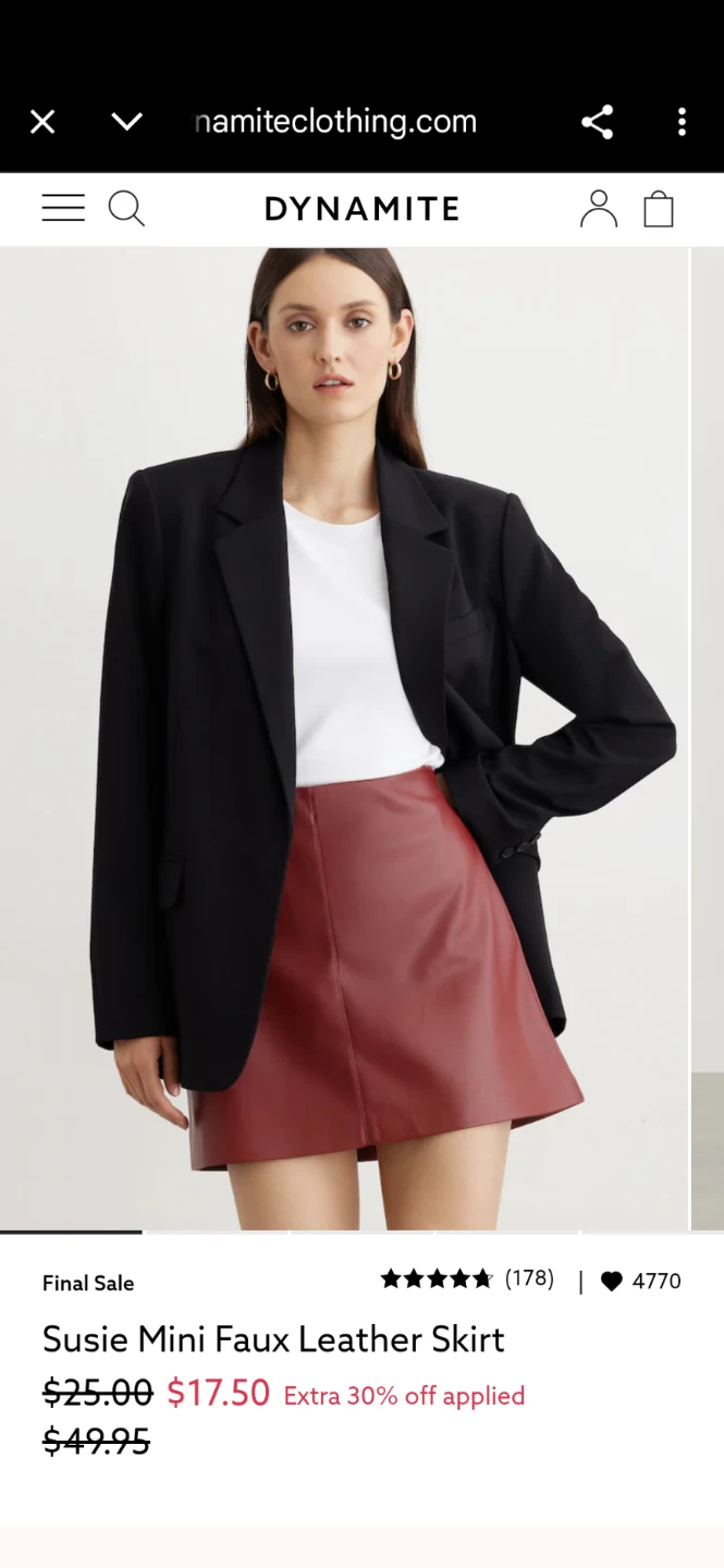 Dynamite Susie Mini Faux Leather Skirt - Red - Medium
