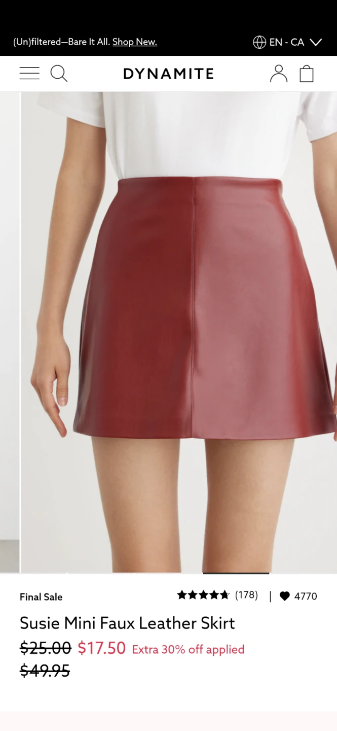 Dynamite Susie Mini Faux Leather Skirt - Red - Medium - photo 4