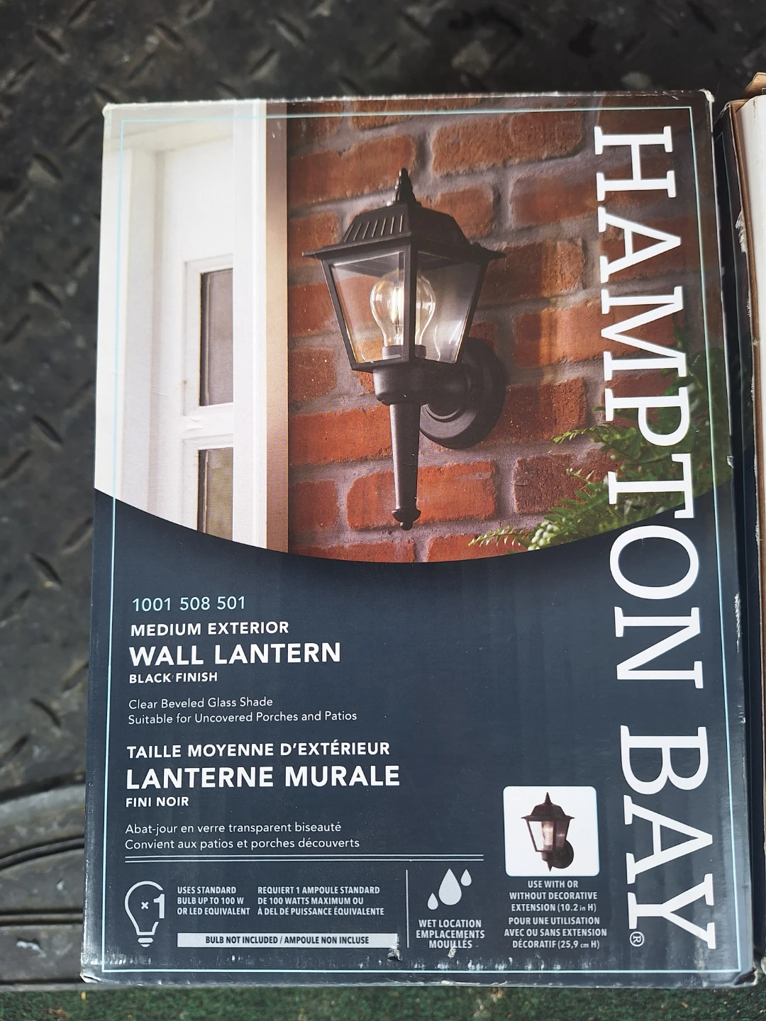 Hampton Bay Medium Exterior Wall Lantern Black Finish