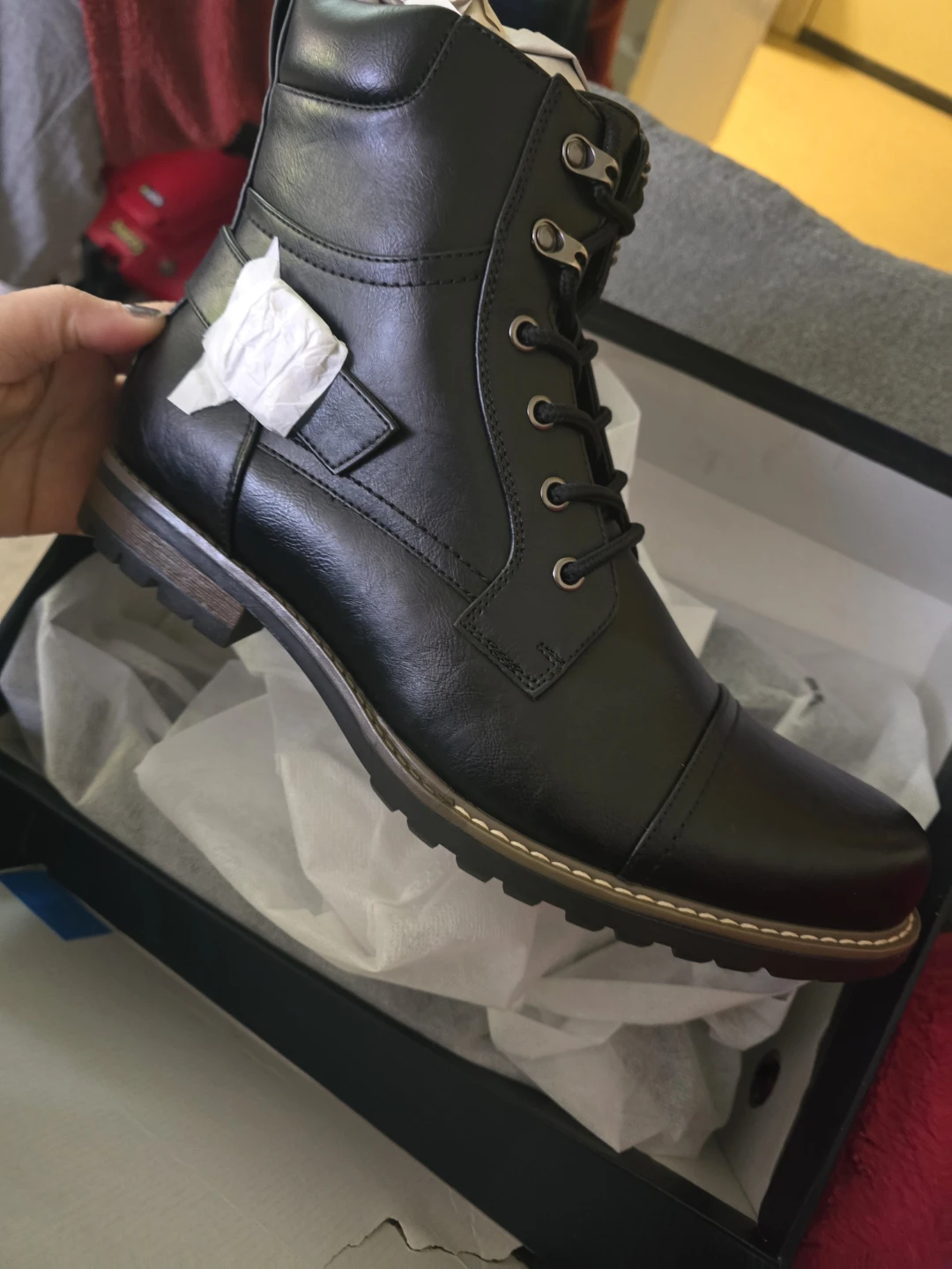 Bruno Marc Men's Black Leather Boots Size 11 - photo 3