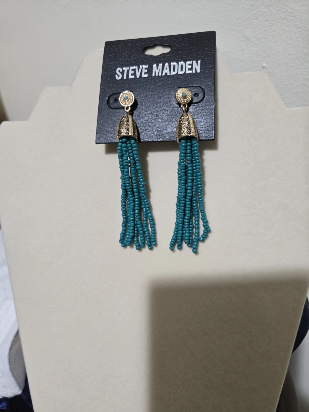 ​NEW Steve Madden Turquoise Beaded Tassel Earrings - Boho Style - photo 3
