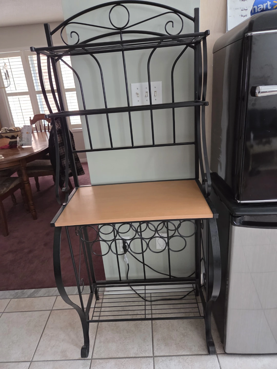 Metal Baker's Rack with Wood Top