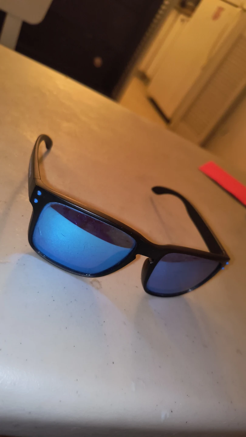 Black Sunglasses with Blue Mirrored Lenses