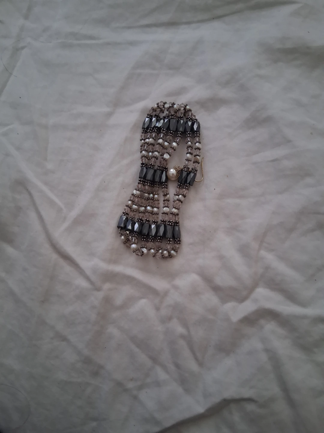 Beaded Bracelet with Hematite and Pearls