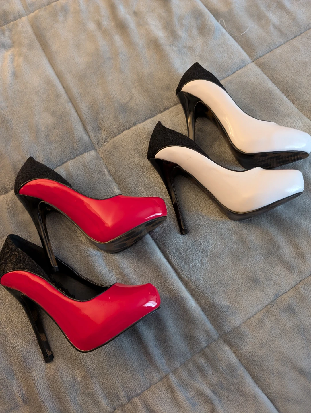 Betty Page Pin up Women's High Heels - Red & White - photo 3