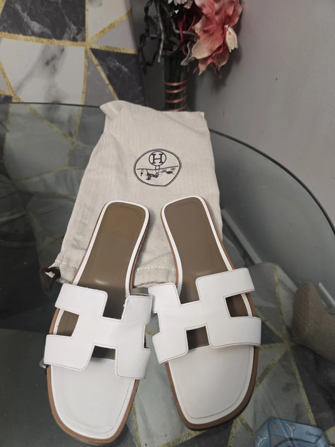 Hermès White Leather 'Oran' Sandals Size 38