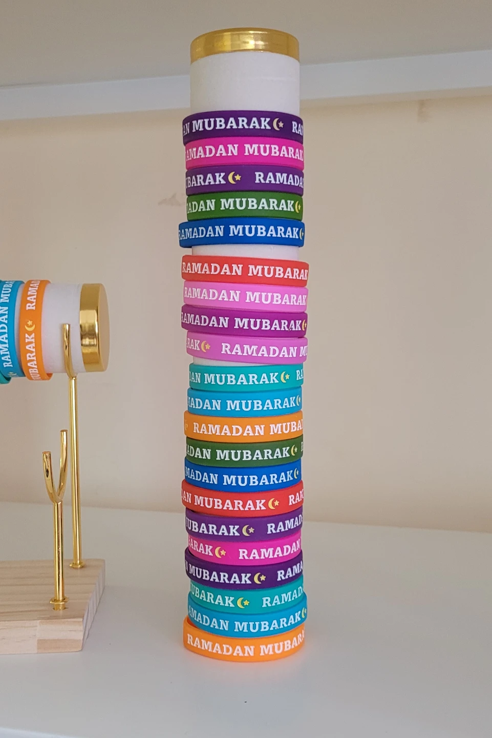 Ramadan Mubarak Silicone Wristbands, paper fans