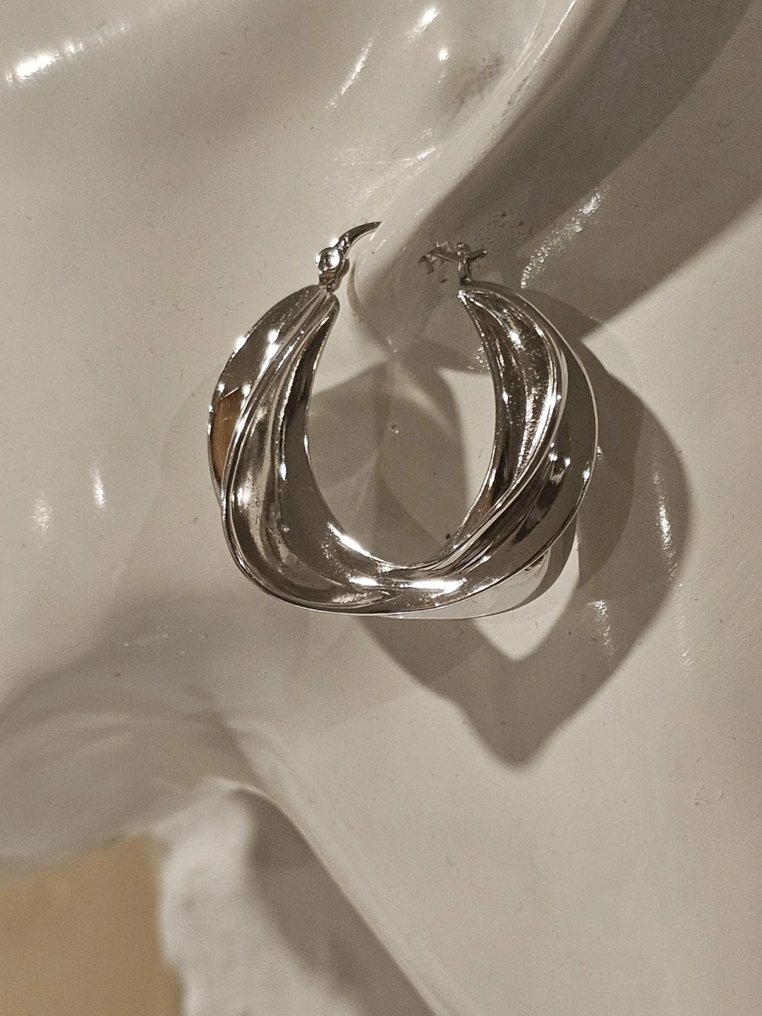 Silver Twisted Hoop Earrings
