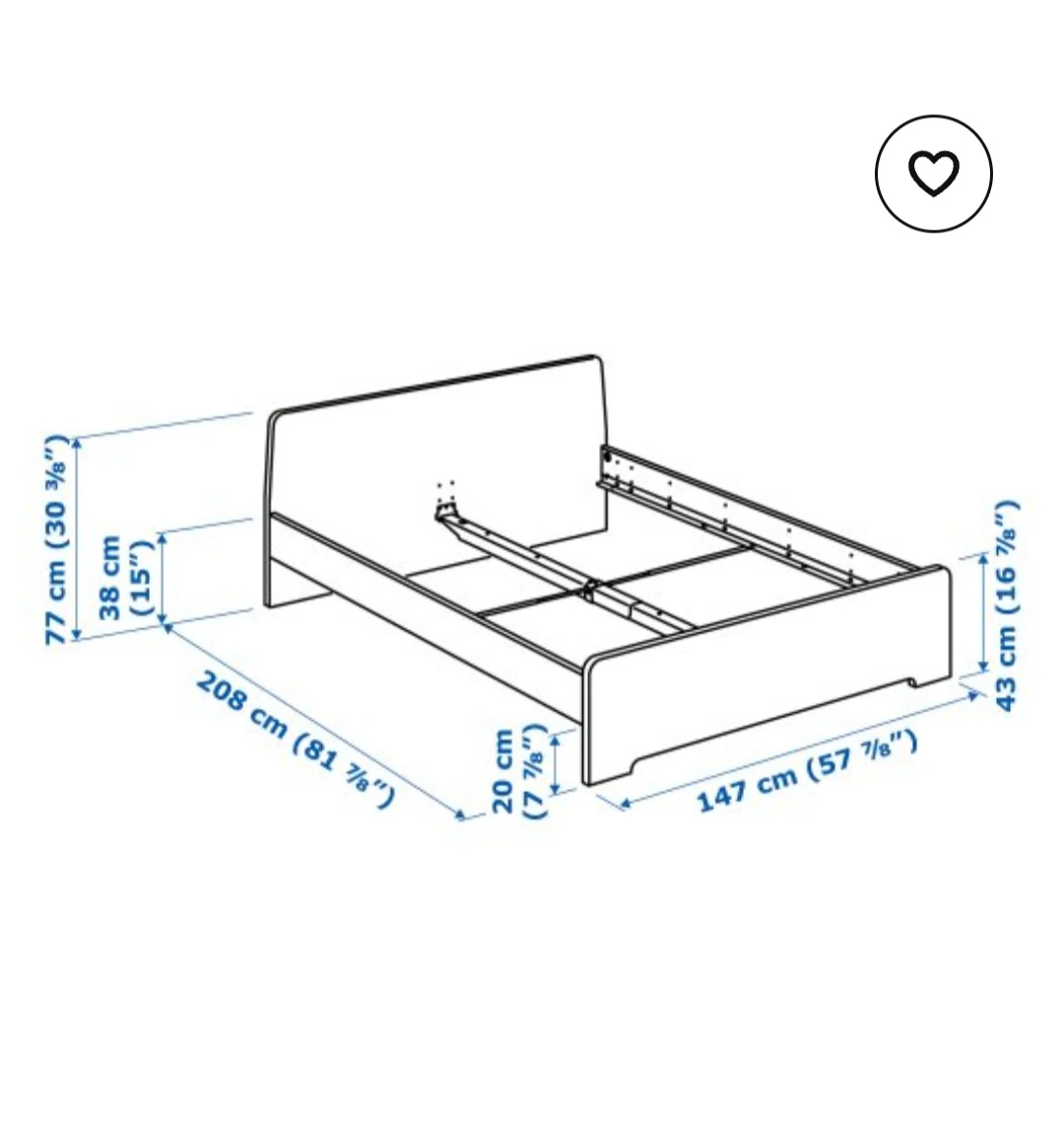 IKEA ASKVOLL Double Bed Frame - White 🏆 - photo 2