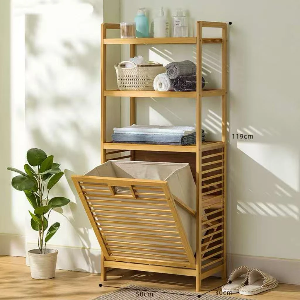 Bamboo Laundry Shelf with Hamper