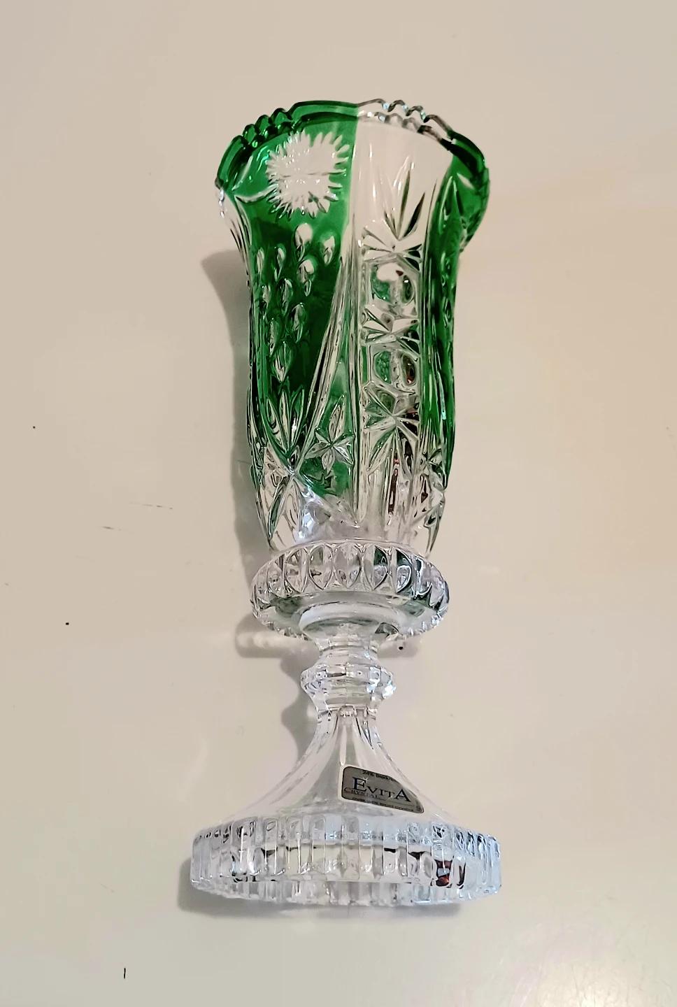 Rare German Evita Emerald Green Crystal Vase - photo 2