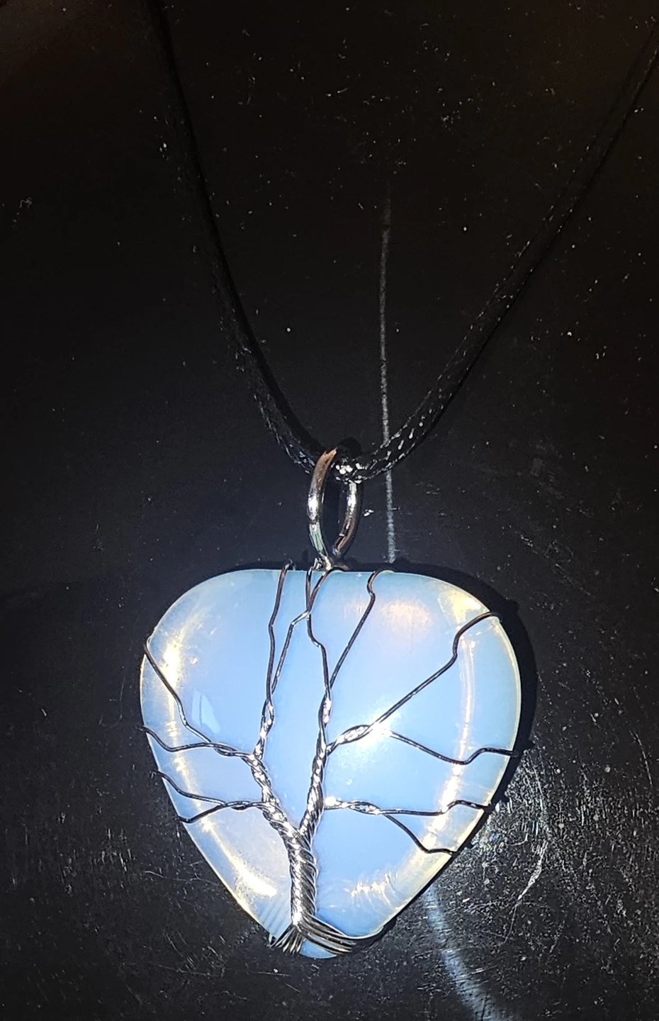 Heart Shaped Tree of Life Opal lite crystal Pendant Necklace