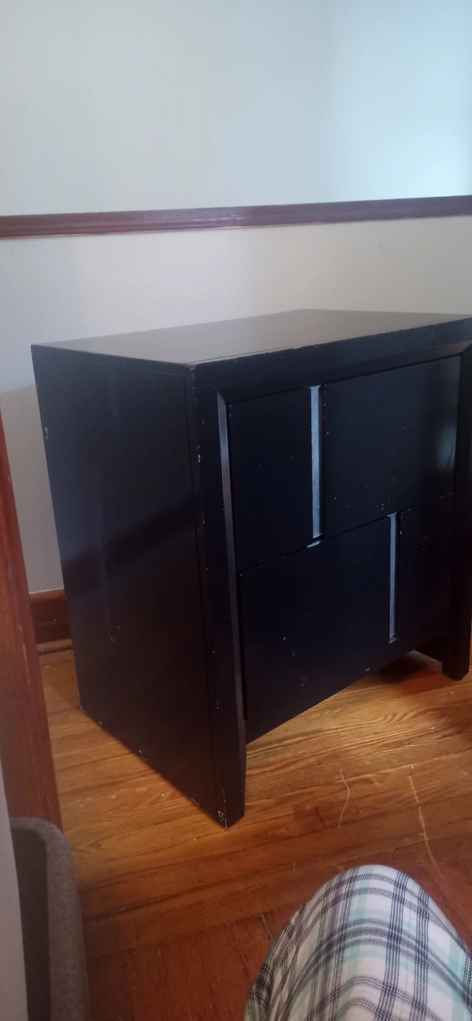 Black Two-Drawer Nightstand. - photo 3