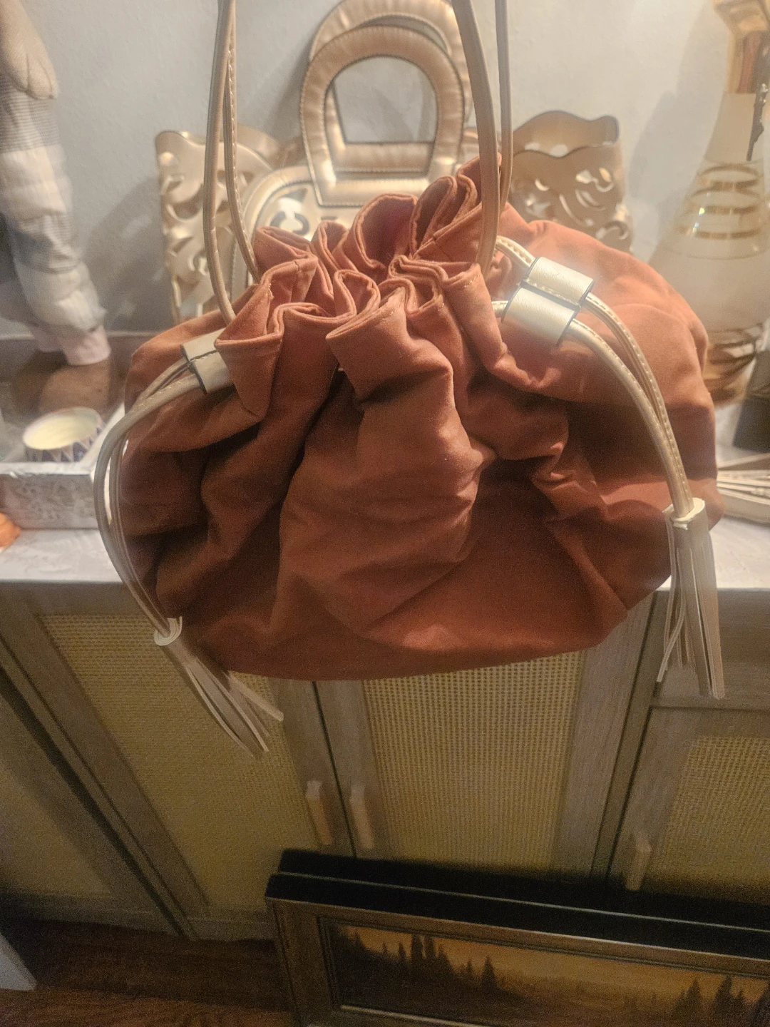 Gold Tone Tote Bag with  laser Cutout Design - photo 3