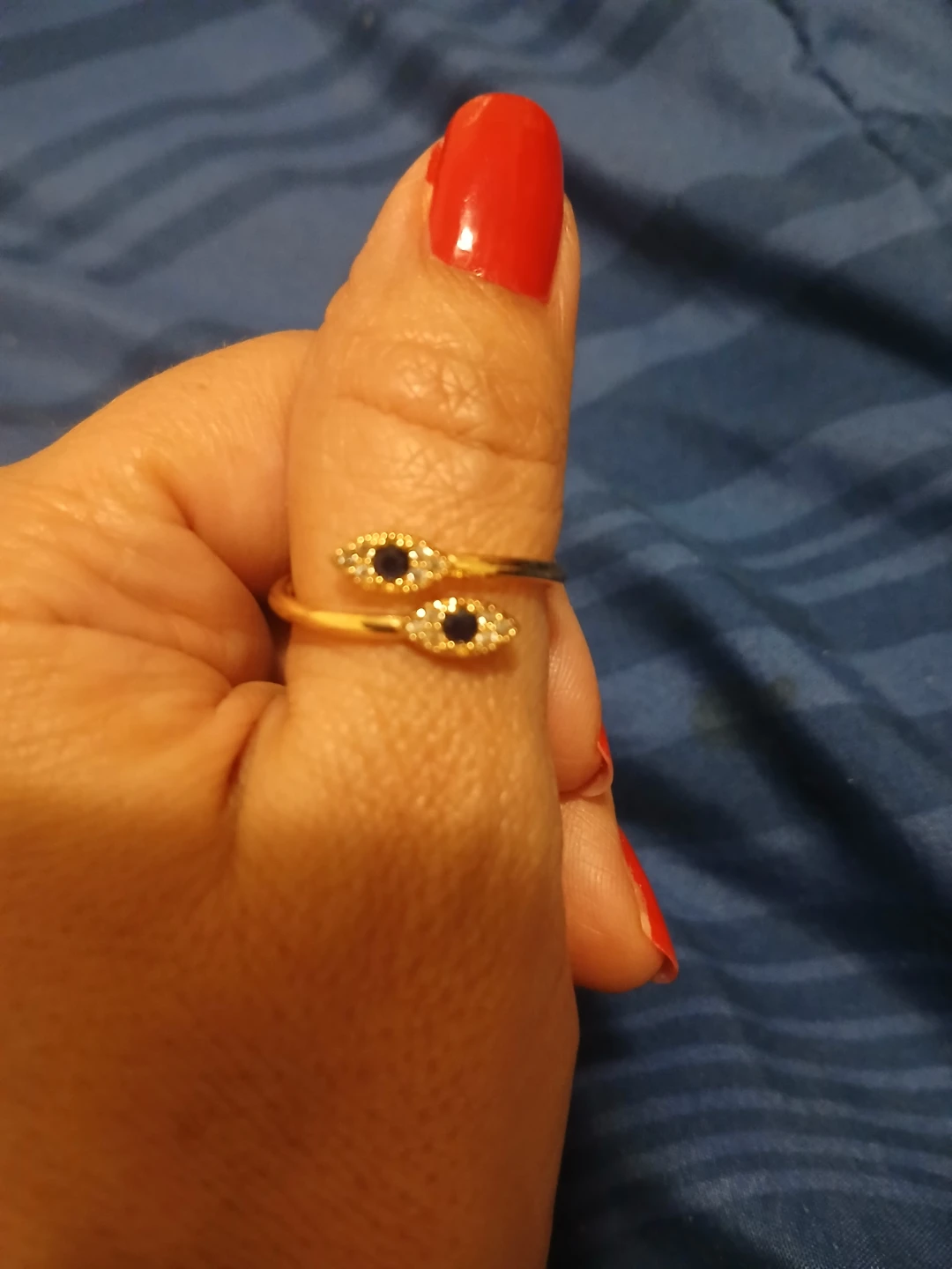 Blue Sapphire Snake Gold Ring - photo 2
