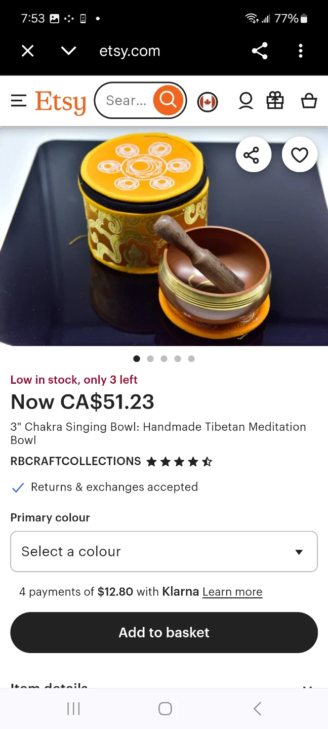 Handmade Tibetan Meditation Singing Bowl with Case