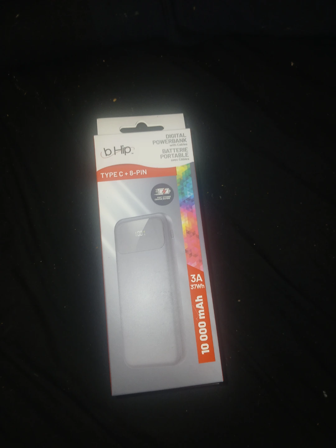 b Hip 10,000 mAh Digital Powerbank Type C + 8-Pin