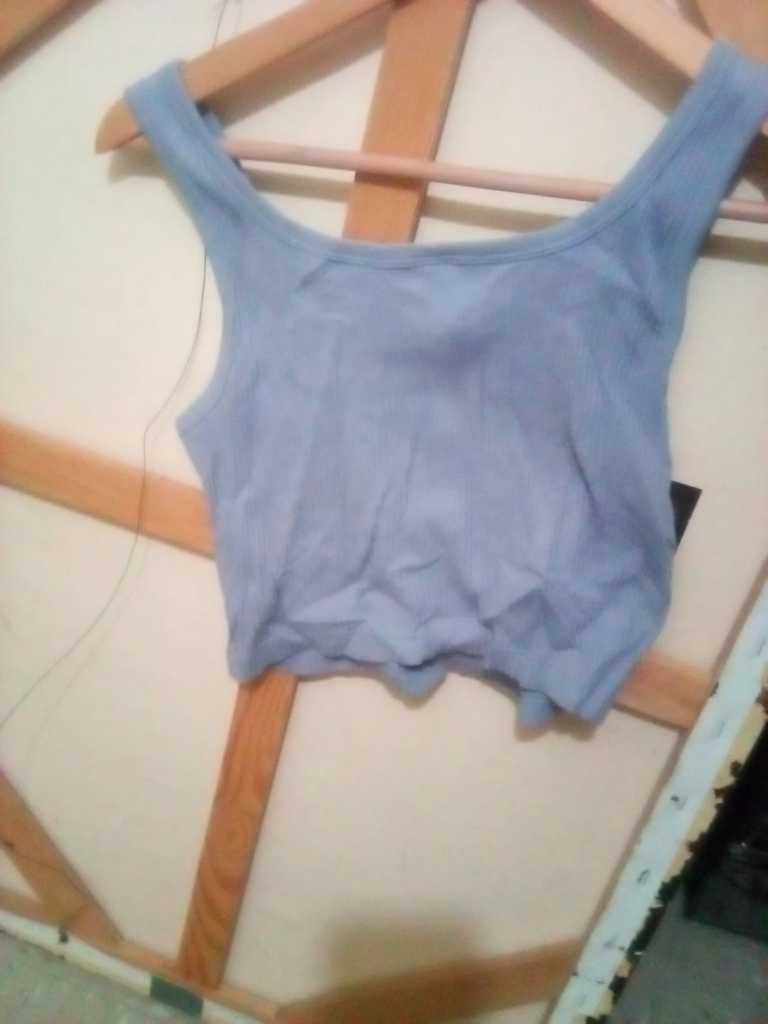 Uniqlo Ribbed Button-Up Crop Tank Top - Blue - Size M - photo 4