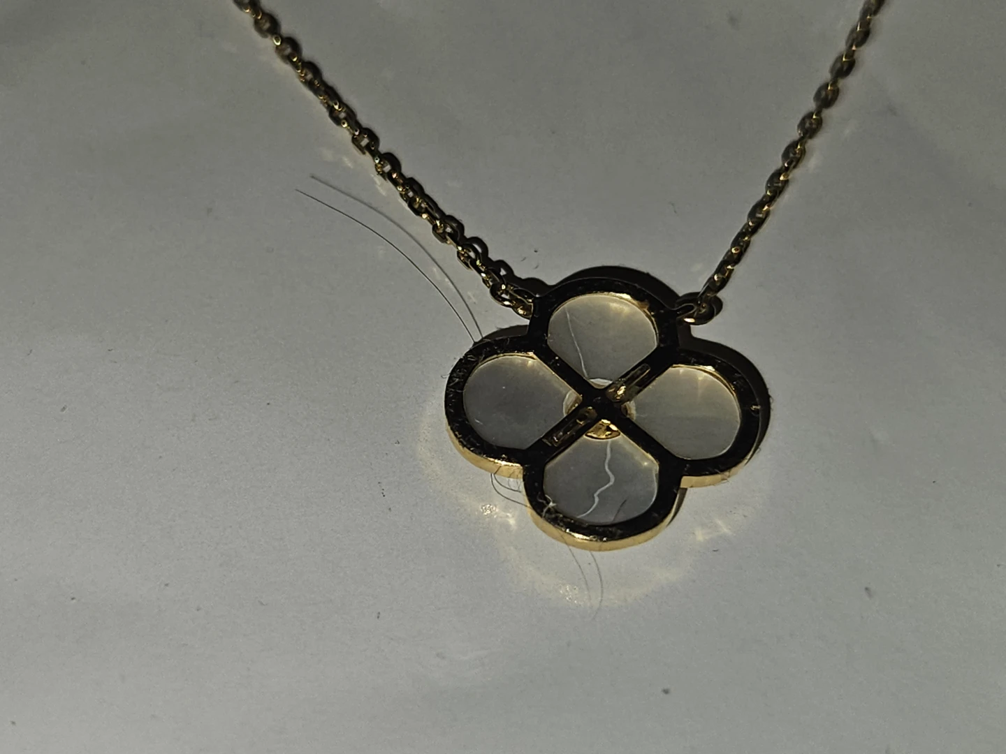 Gold Clover Necklace with Mother of Pearl and Crystals - photo 4