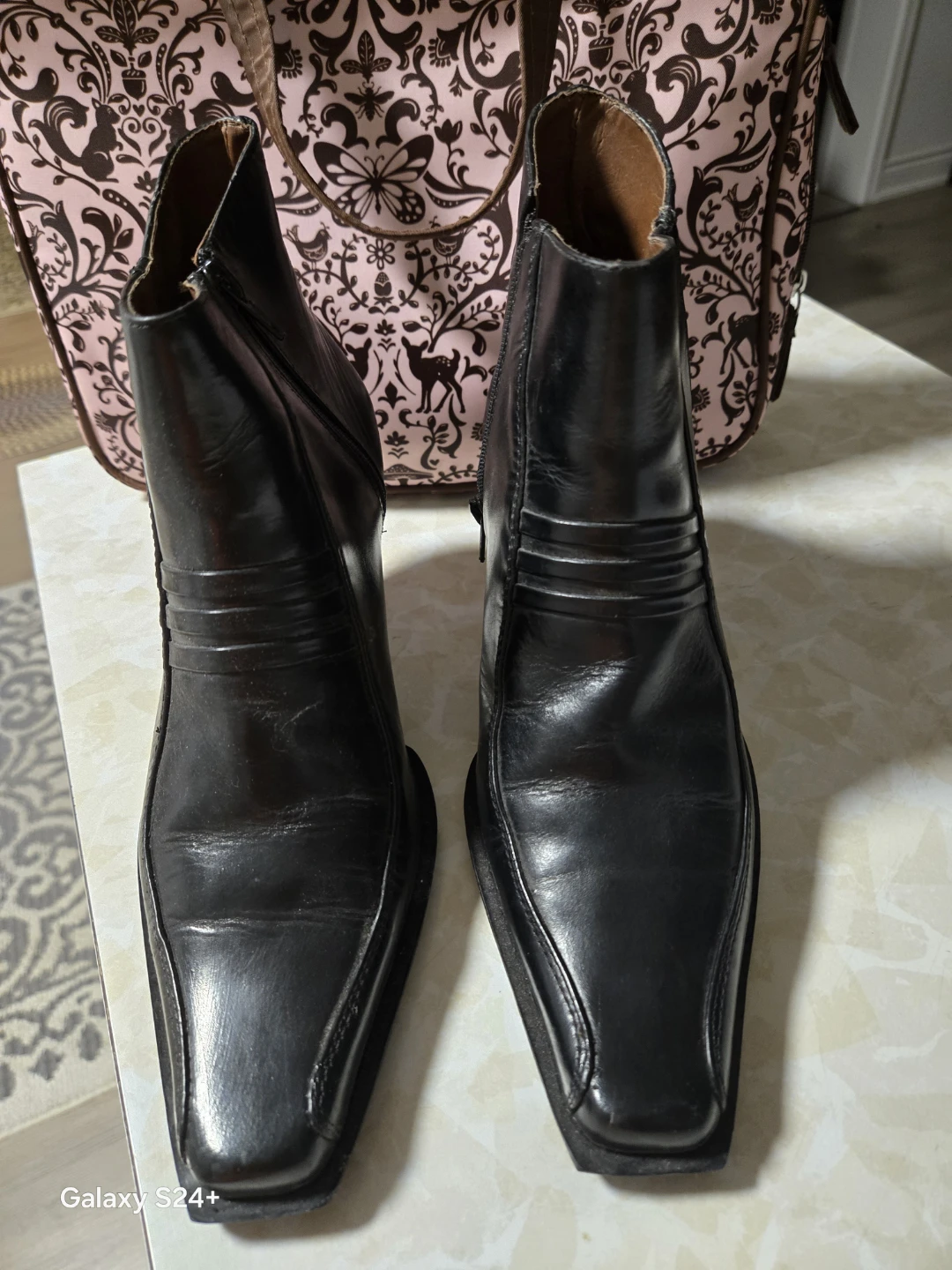 Black Napa Leather Ankle Boots - Size 5 1/2