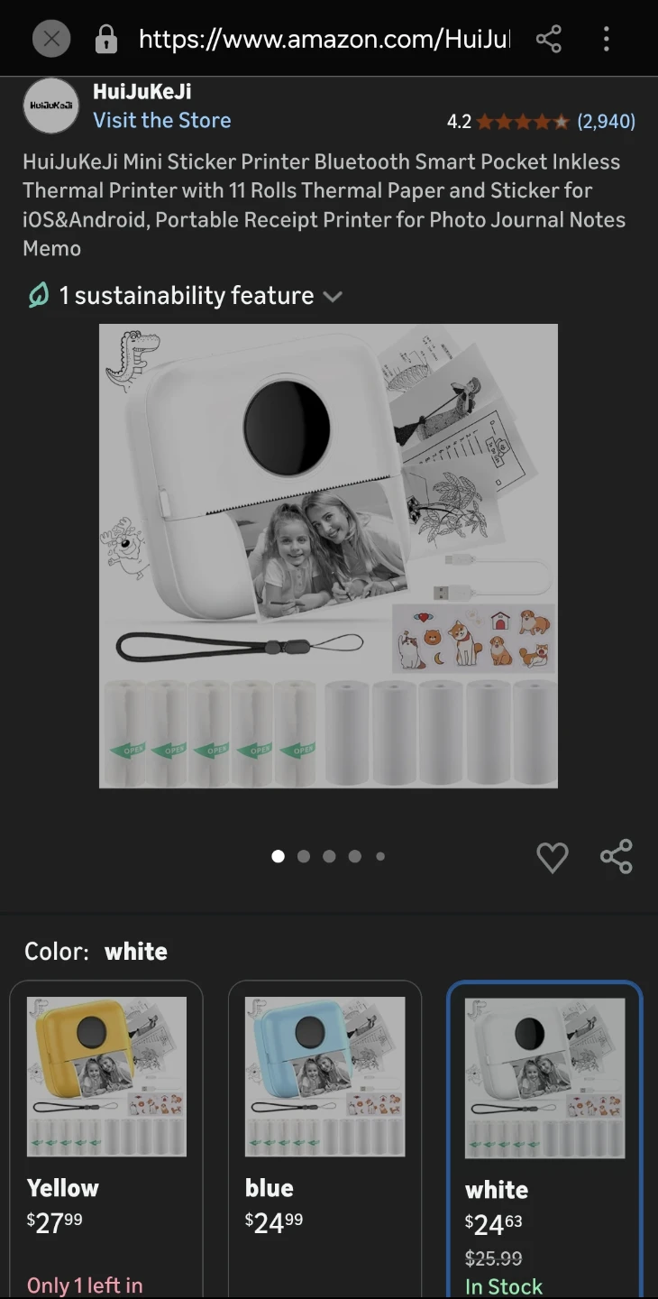 Mini Sticker Printer Bluetooth Thermal Printer White - photo 2