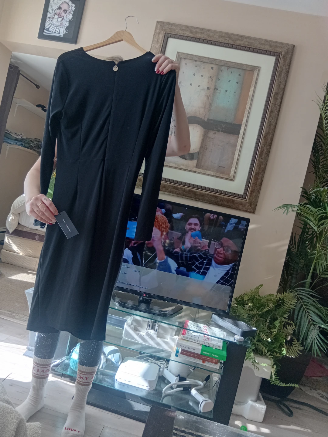Black Ruched V-Neck Dress - photo 2